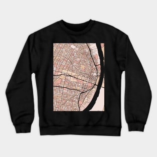 St. Louis Map Pattern in Soft Pink Pastels Crewneck Sweatshirt